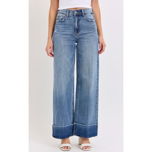 NEW Women’s Cello High Rise Wide Leg cuffed Jean